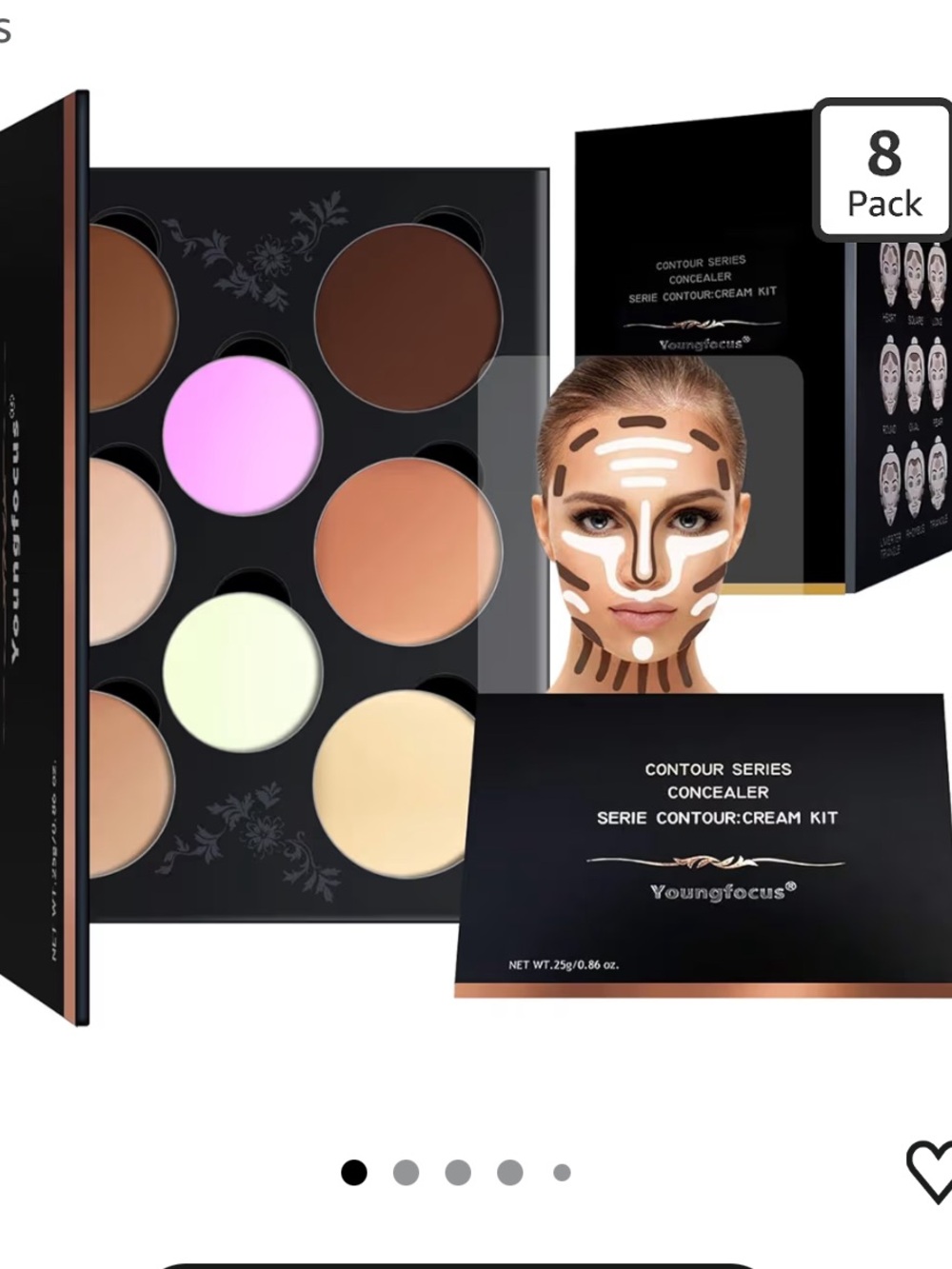 Youngfocus Contour Cream Concealer Palette - Neutral & Color Correcting Shades